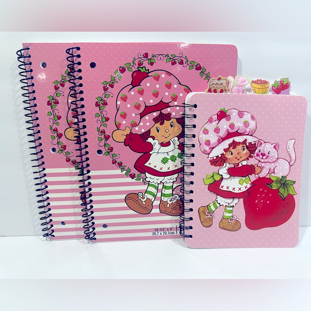 2 Spiral Notebooks Set with a Strawberry Shortcake Vintage Style Spiral Journal